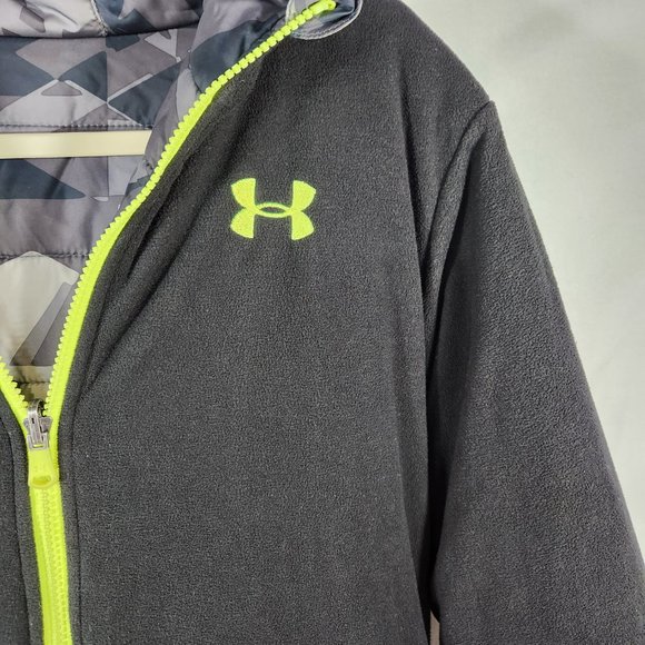Under Armour Boy's Camo Fleece Reversable Winter Coat Skiing, Tubing Sledding - Picture 6 of 10